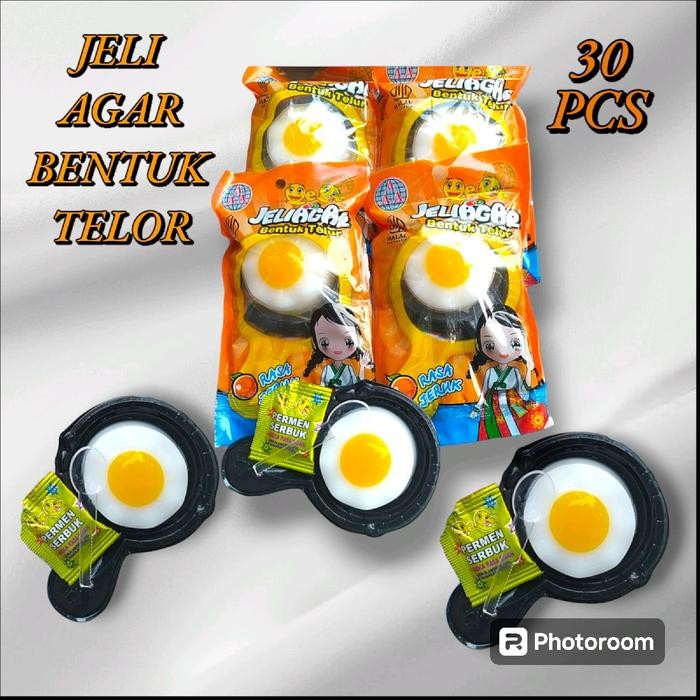 

New PAKET 30 PCS JELLI AGAR BENTUK TELOR CEPLOK - JELLY DENGAN SERBUK RASA BUAH Food Jeli Makanan
