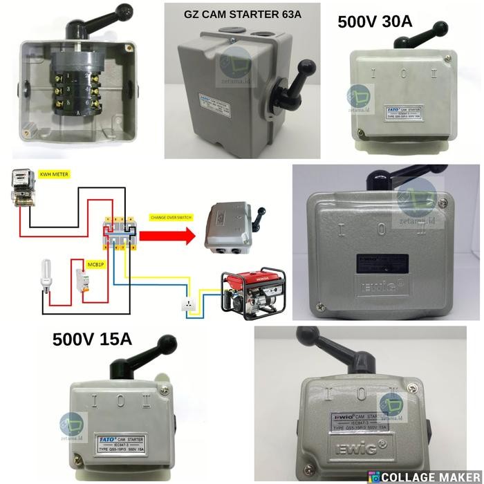 Cam Starter Tuas Genset Ohm Saklar Switch Genset Pln (I-0-II) *