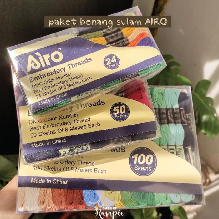 (ADA) Paket Benang Sulam AIRO 24/50/100pcs *