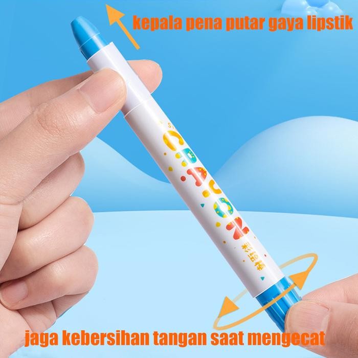 

In StockWashable Silky Crayon 36/48 Warna Colorful Bucket Krayon Mewarnai Alat Warna Set Anak Wipe