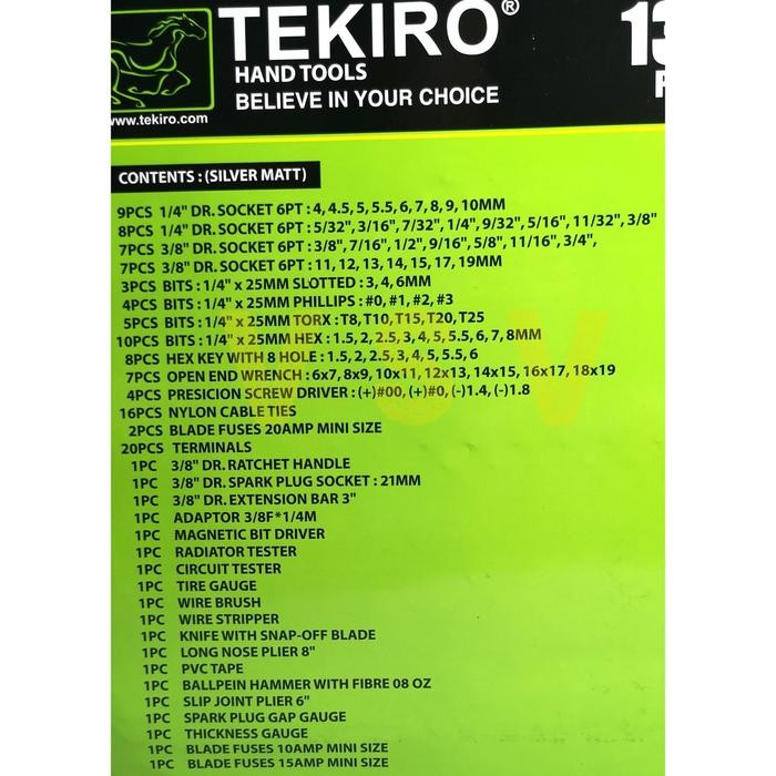 TEKIRO TOOL SET 130 PCS / TOOLSET TEKIRO 130 pcs / Mekanik tool set / meanic TEKIRO