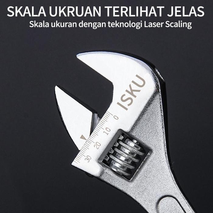 ISKU Kunci Inggris 8"-12'' / Tools- Alat Perkakas Adjustable Wren logam