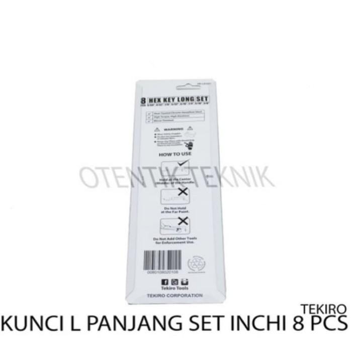 TEKIRO KUNCI L SET 8 PCS PANJANG INCI 5/64 - 3/8" - KUNCI L INI LONG