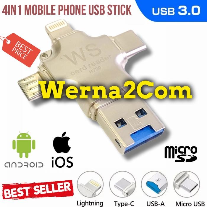 OTG 4in1 Mobile Phone USB Stick ( Lightning, MicroUSB Type-C, USB 3.0)