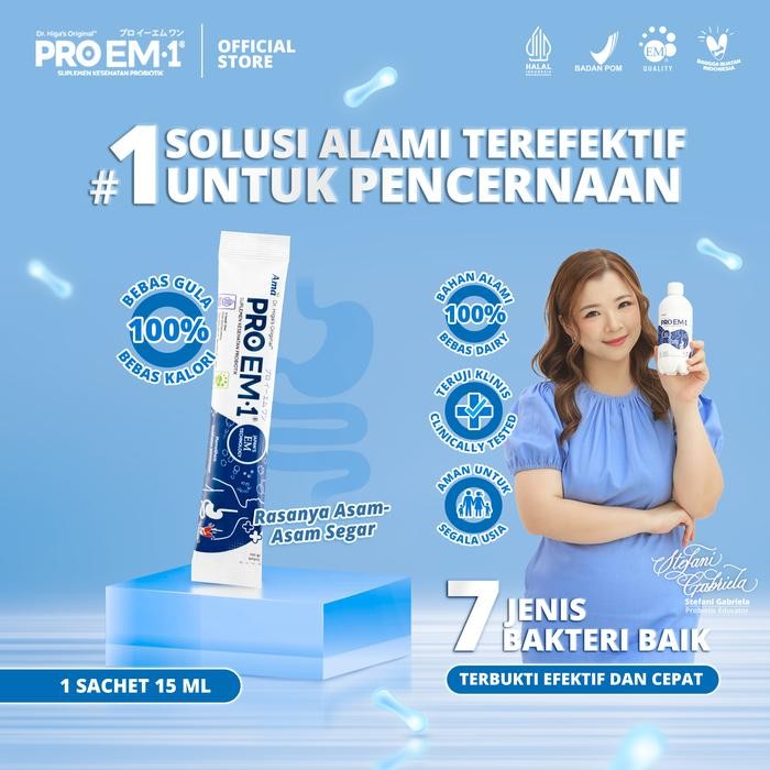

PRO EM1 Original Sachet 1 Pcs 15ml Suplemen Probiotik Anak Dewasa Lansia Bebas Gula Bakteri baik