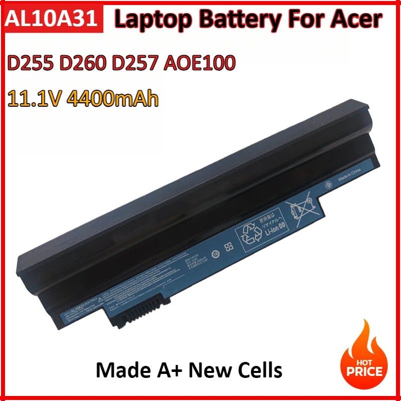 11.1V 4400mAh AL10A31 Laptop Battery For Acer One 722 AO722 D257 D257E AL10G31 Netbook D260 D270 Hap