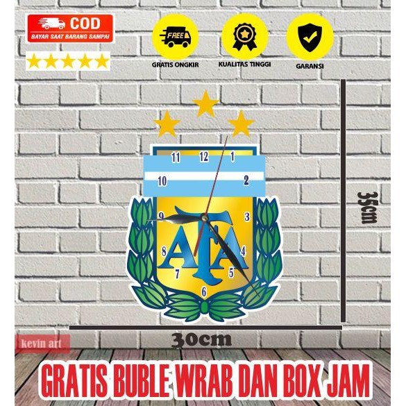 Jam Dinding Tempel Tembok Keren Unik Motif Argentina Jumbo Besar Terbaru 2023