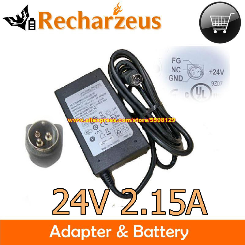 Genuine APD DA-50C24 DA50C24 AC Adapter 24V 2.15A Round With 3 Pin For Printer Power Supply Charger 