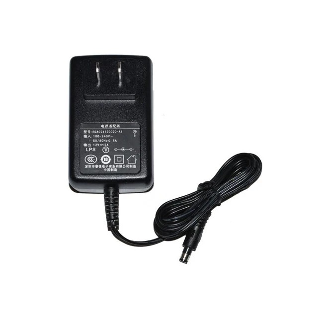 Power Adapter 12V 2A, Barrel 5.5/2.1mm, US 2-Pin Plug, RDA024120020-A1