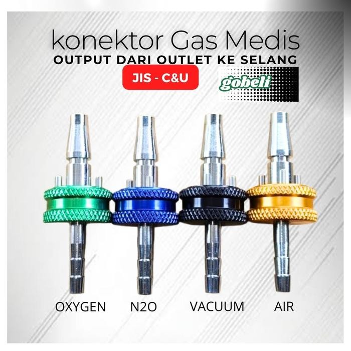konektor gas medis - Konektor regulator oxygen flowmeter - conector flowmeter type JIS/CNU/C&U model