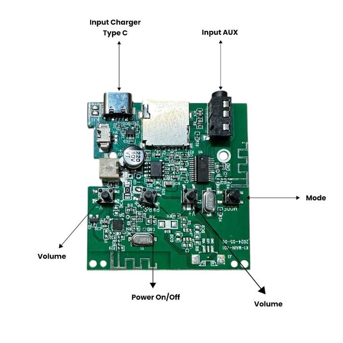 MODUL MODULE MP3 BLUETOOTH 3.7V 5V MODULE MUSIK BOX INPUT CAS SUDAH TYPE C *