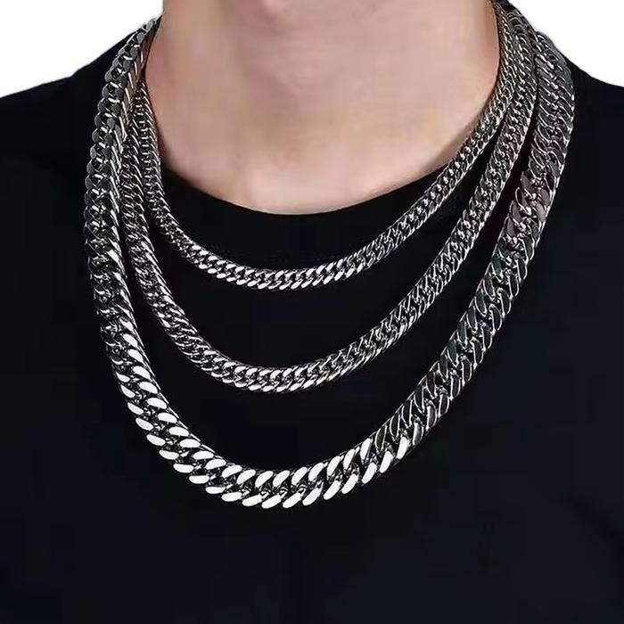 KALUNG TITANIUM RANTAI SILVER JUMBO(BESAR) 7-12 mm PRIA MACHO *