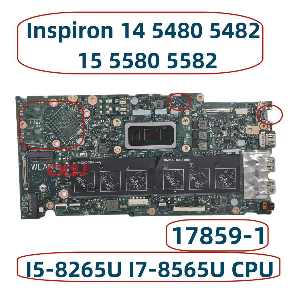 17859-1 Mainboard For Dell Inspiron 14 5480 5482 15 5580 5582 Laptop Motherboard With I3 I5-8265U I7