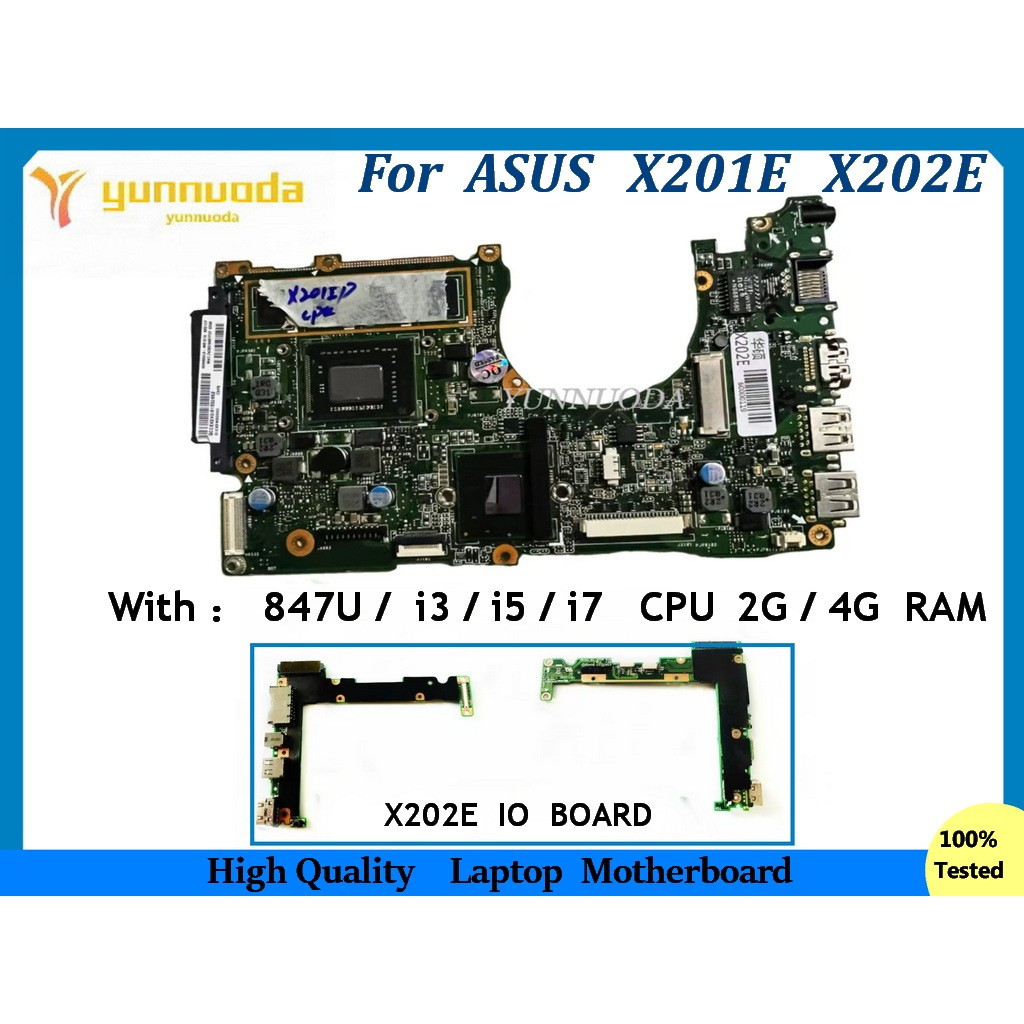 X202E For Asus X201E X202E S200E X202EP X202EV Laptop Motherboard With 847U 987U I3 I5 I7 CPU 2GB 4G
