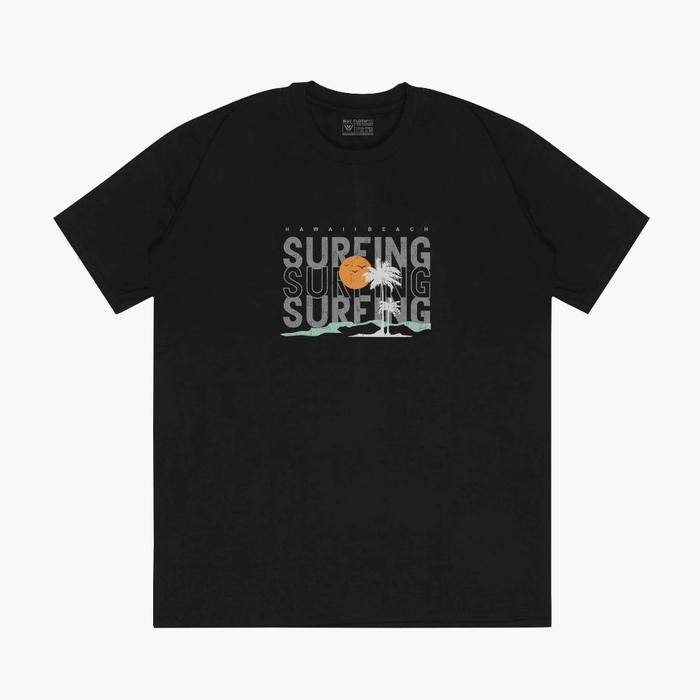 Way Cloth - Kaos Dewasa Unisex Katun Combed Premium Kaos Distro Pria Terlaris - Hawai Beach - HITAM