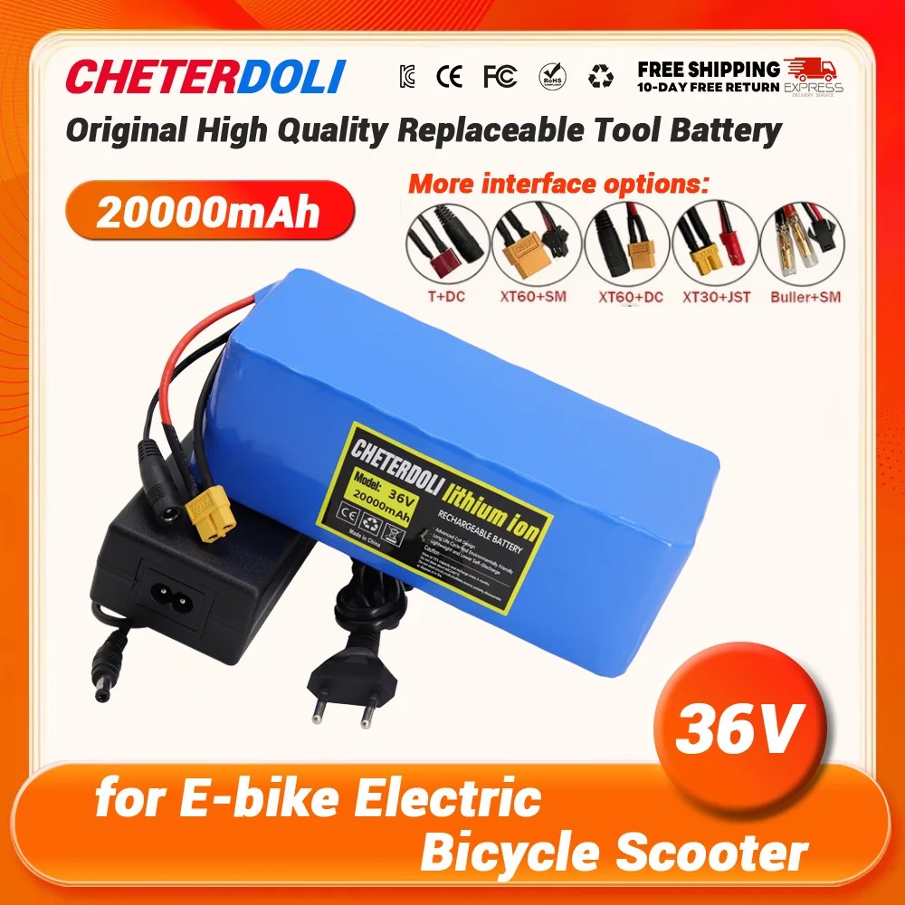 Quality 36V 20Ah 10S4P Lithium Battery Pack 18650 20000mAh 800W 500W 450W 350W 250W Ebike Electric C