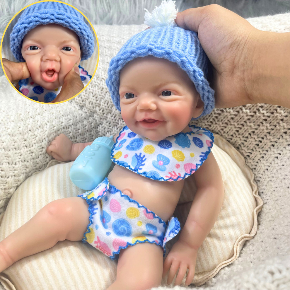 Mini 13 Inch Reborn Baby Doll Charlie Full Silicone Washable Body Boy Soft Solid Silicone Doll