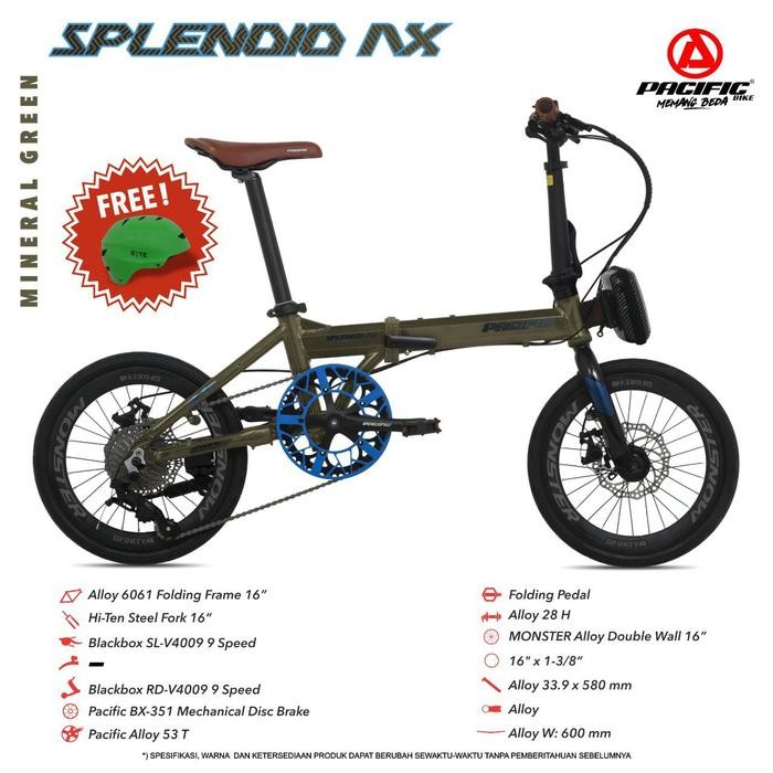 Sepeda Lipat Remaja Dewasa 16 Inch Pacific Splendid Ax Frame Alloy