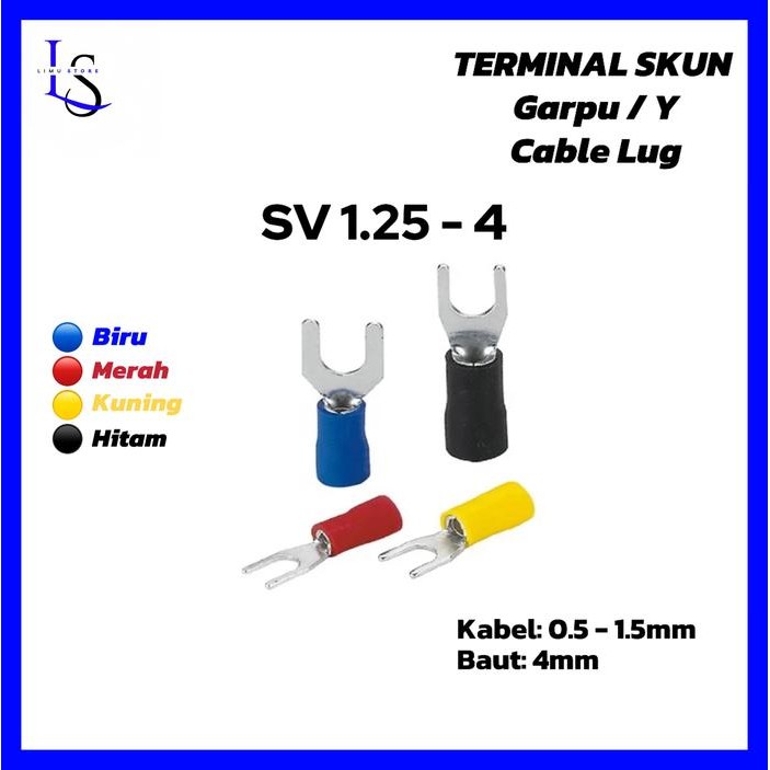 Skun Kabel Y Skun Gau SV 1.25-4 Untuk Kabel 0.5-1.5mm *
