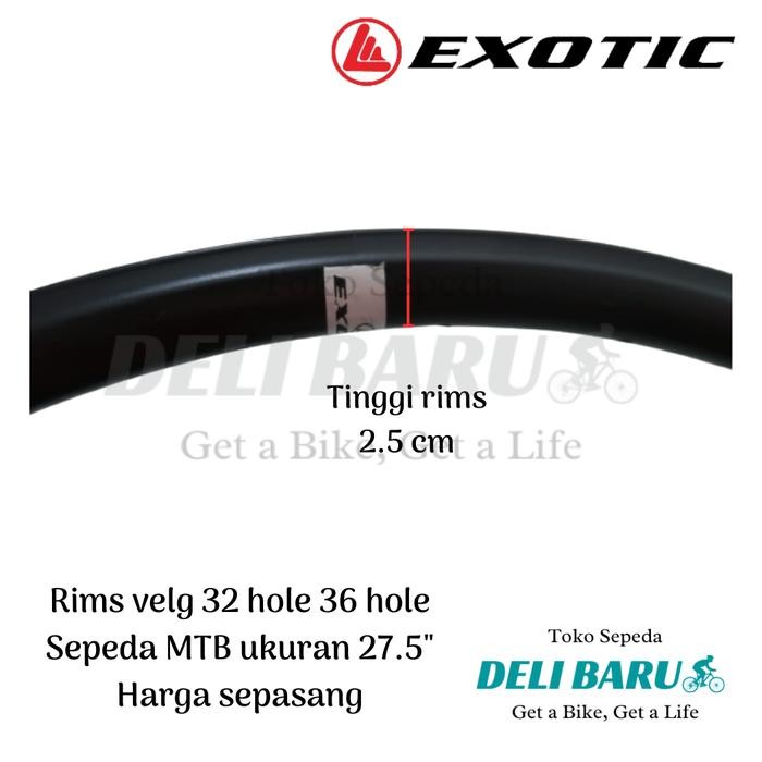 Exotic Rims Velg Ukuran 27.5 Sepasang Rim Pelek Double Wall 36 Hole 32 Hole Alloy Sepeda Mtb