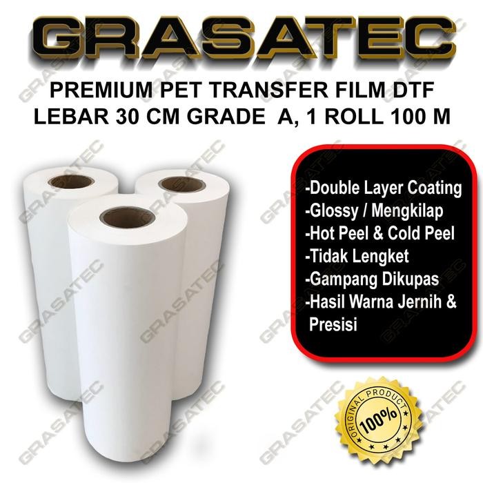 Sale Premium Pet Transfer Film Dtf Lebar 30Cm Grade A, 1 Roll 100 Meter