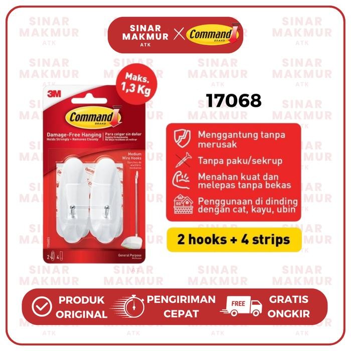 Gantungan Medium Wire Hook /Dengan Perekat Kuat 17068 Command 3M (Pcs) -Gratisongkir