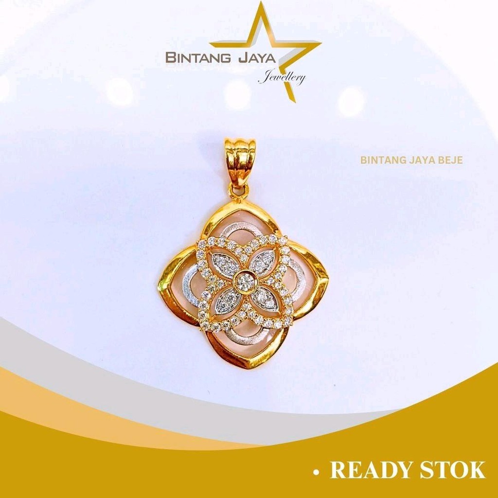 Liontin Emas Asli - Kerawang Bunga M Putih - Kadar (16K)  | 4,20Gram | - - Floral Elegance dengan Se