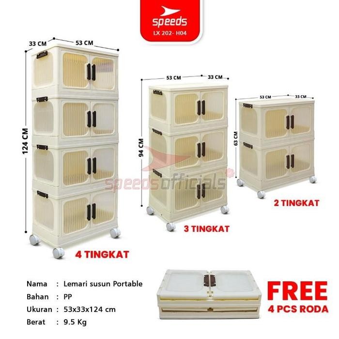 SPEEDS Rak Kabinet Susun Lipat Storage Foldable Cabinet Rak Tas Sepatu Stabil Kuat Plastik Lemari