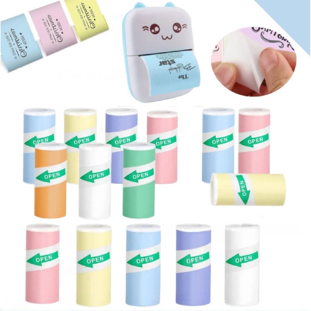 

Colorful Label Sticker Mini Printer Thermal Paper Self-adhesive Thermal Printing Paper Inkless