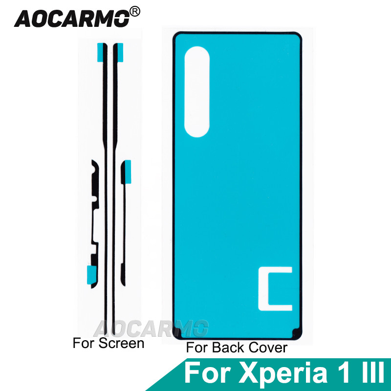 Aocarmo For SONY Xperia 1 III X1iii Front LCD Display Screen Adhesive Back Cover Rear Housing Door S