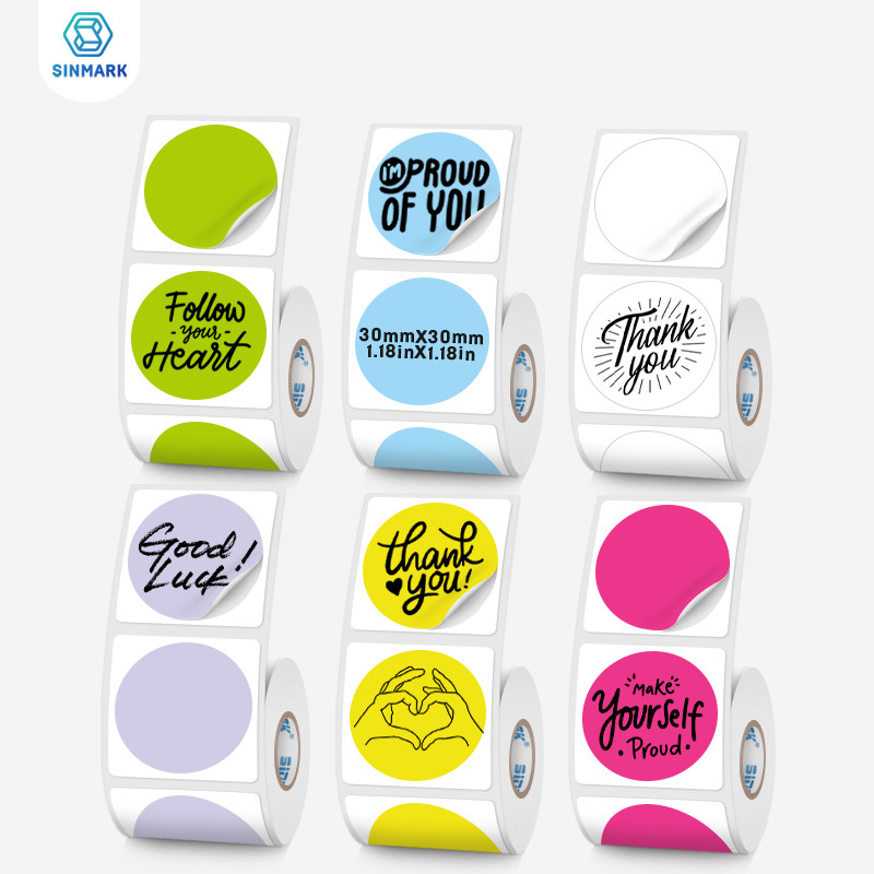 

Circular Color Label Thermal Paper Sticker Used for Sinmark Portable Printer 30mm Diameter