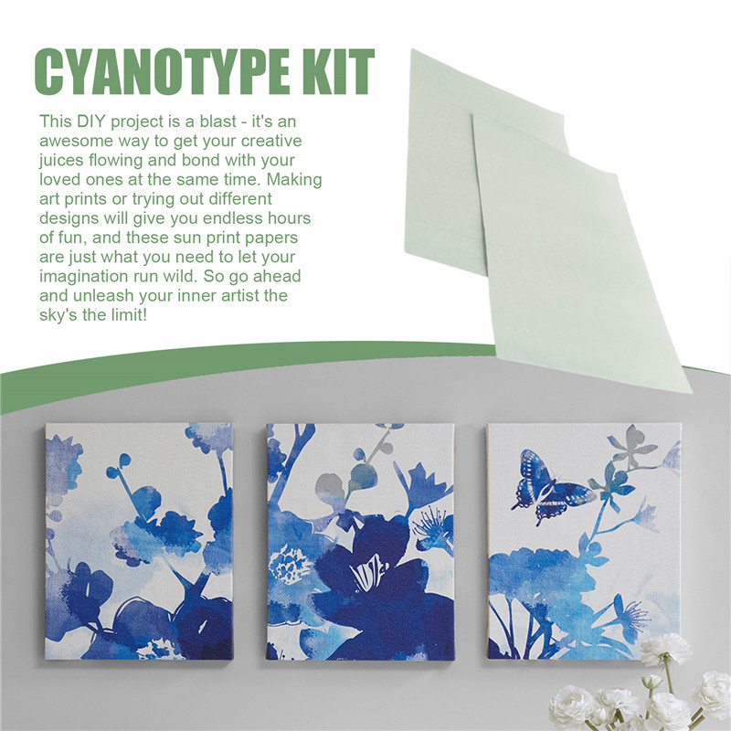 

A10F-30 Sheets Sun Print Paper Kits Cyanotype Paper Kit A4 Nature Printing Solar For Kids Adults DIY