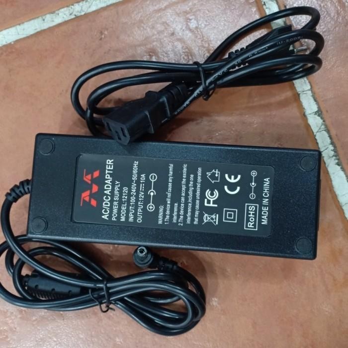 Adaptor AC-DC Car arger Swit 12V 10A EU Plug Adaptor CCTV 12V-10A