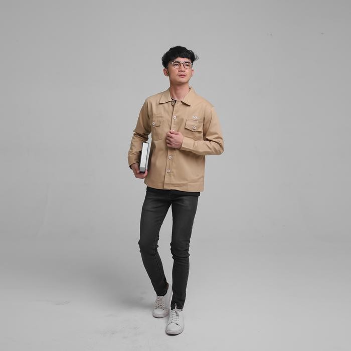 Ineat Zaku Trucker Jacket Cream - Jaket Outer Pria