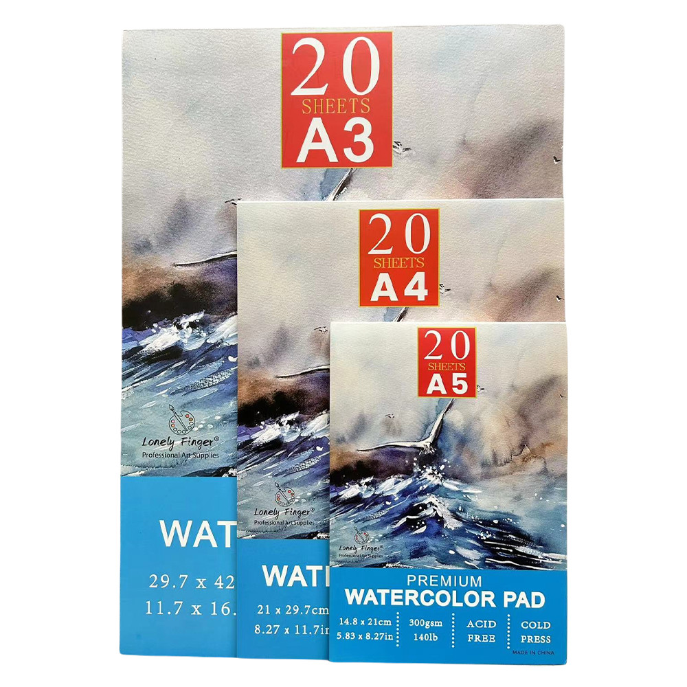 

A3/A4/A5 Watercolor Pad, 140lb/300gsm, 20 Sheets Cold-Pressed, Acid-Free, Artist Paper for Adults