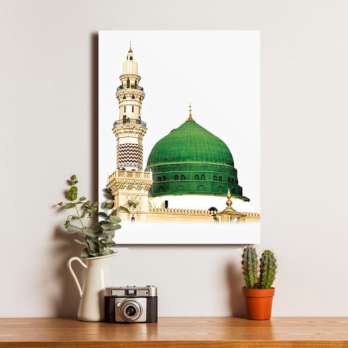 Poster Masjid Nabawi Kubah Hijau Green Dome - Dekorasi Dinding Kayu