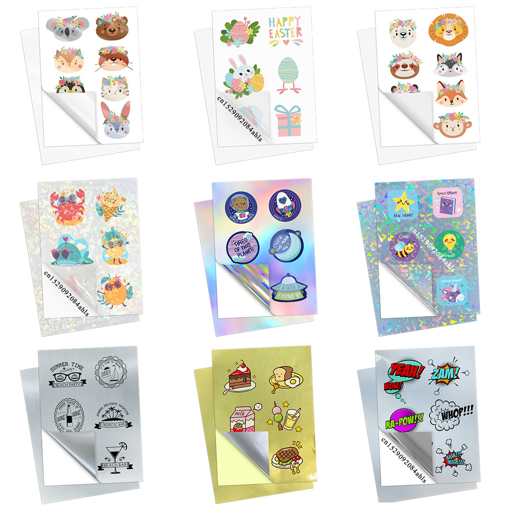 10 Sheets Vinyl Sticker Photo Paper for Inkjet Printer White Transparent Holographic Vinyl Paper A4
