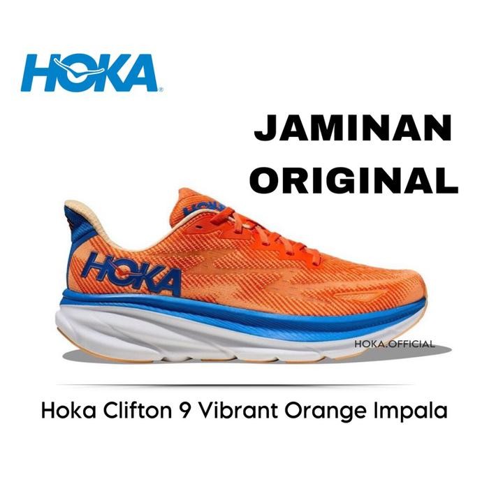 Hoka Clifton 9 Mens Road Running Shoes - Vibrant Orange / Impala