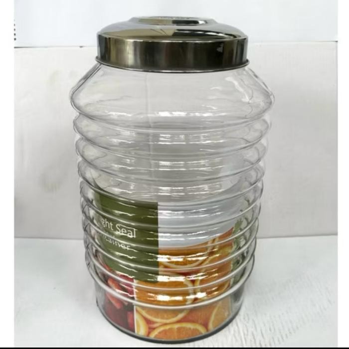 Toples kaca bulat ulir Kamma 1 tutup kaca 15 liter kedap udara