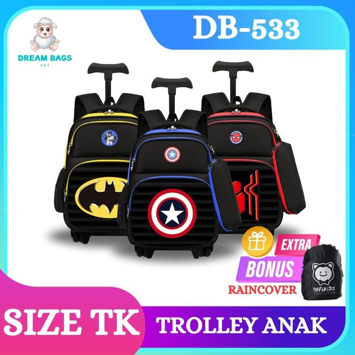Tas Dorong Anak Tk - Tas Koper Anak - Tas Ransel Troli Anak Laki Laki