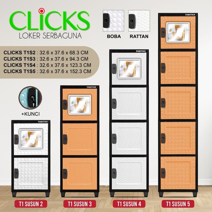 LEMARI PLASTIK TABITHA CLICKS TOWER 1 / RAK HELM / RAK SERBAGUNA [TABBOX]