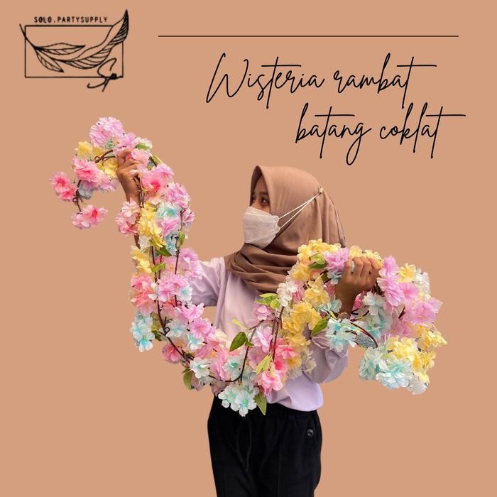 WISTERIA Bunga Rambat Plastik Dekorasi wedding Bunga Artificial Wisteria Tanaman Juntai rambat