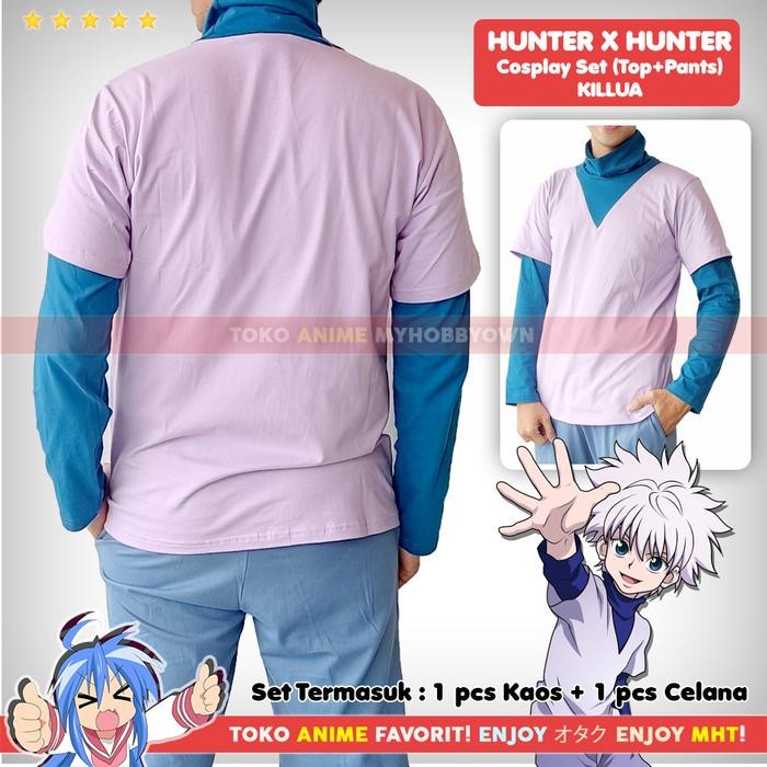 KOSTUM ANIME SET KAOS CELANA HUNTER X HUNTER KILLUA ZOLDYCK COSPLAY KODE 1415