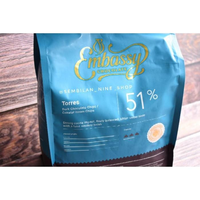 

Tulip Embassy Torres Chips Dark Couverture Chocolate 51% 2,5 Kg Cokelat Coklat Chocochip