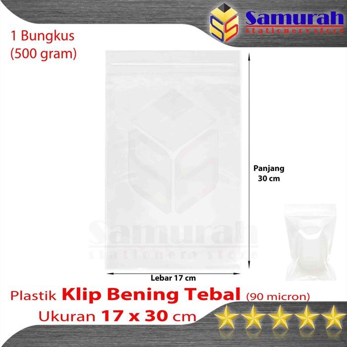 Plastik Klip PP Tebal Bening 17 x 30 x 90 Micron / Zip Lock Transparant PP Kaku 17x30 0.09 Mic /
