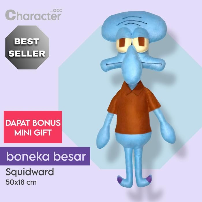 Boneka besar karakter Squidward, kain flanel + BONUS