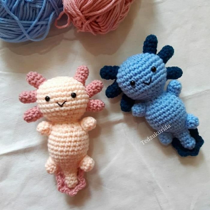 Amigurumi Axolotl Pink/Blue /Boneka rajut Axolotl Pink/Blue
