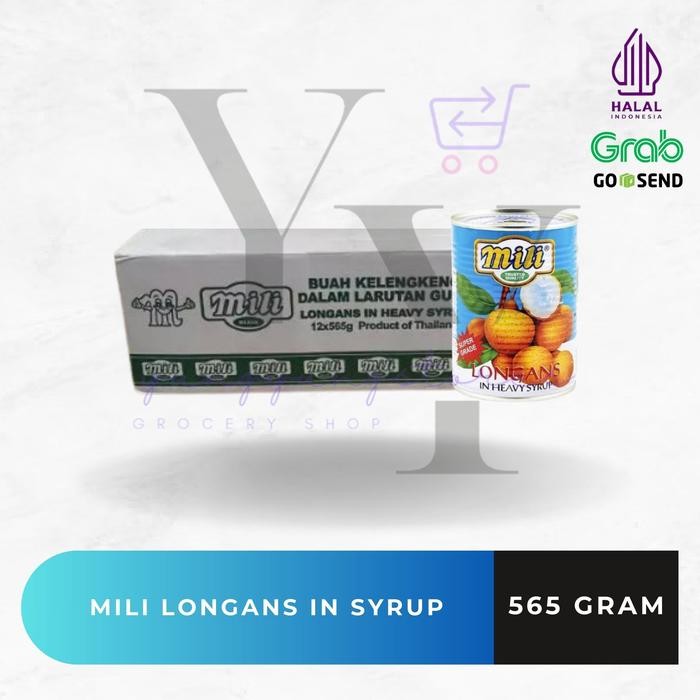 

1 Dus Isi 12 Kaleng Mili Brand Longan In Syrup / Buah Lengkeng Kaleng 565 Gram