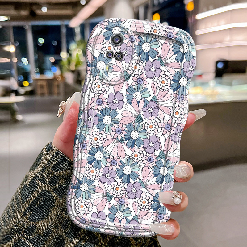 Casing Hp Untuk VIVO Y51 2021 Y31 2021 Y51A 2021 Y53 Y53s Y33 Case Casing Bunga layar penuh HP Kesin