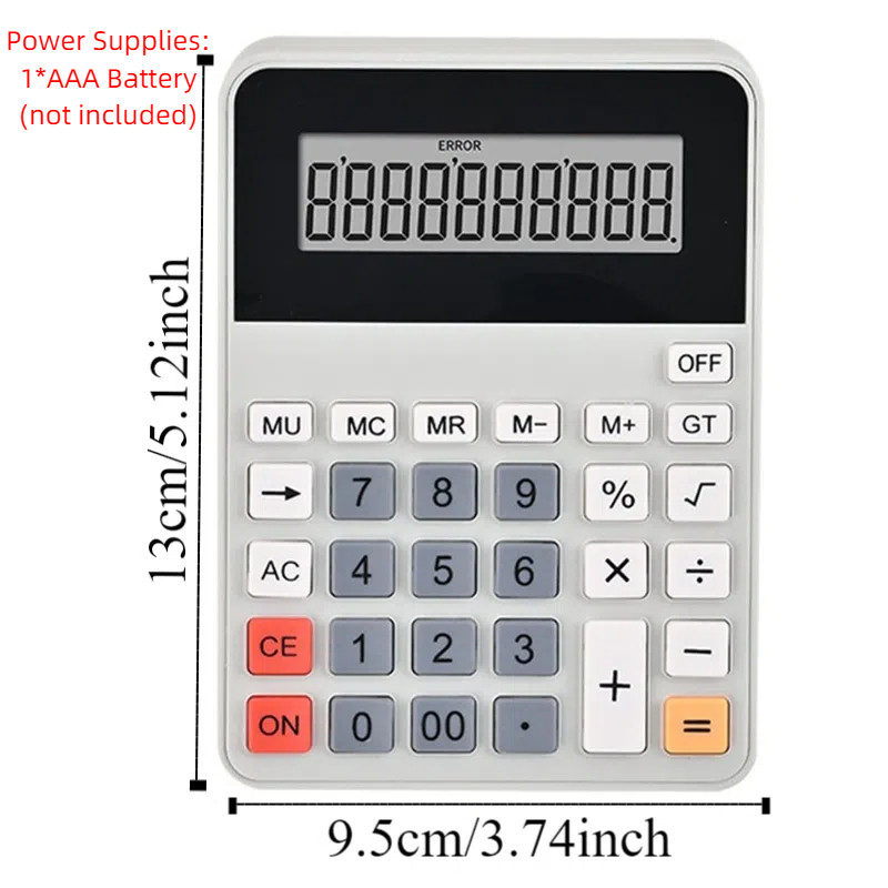 

Multifunctional 12 Digits Calculator Battery Powered Large Screen Display Financial Accounter